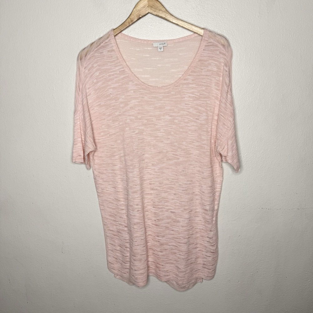 Pure Jill J Jill Cotton‎ Blend Ligh Pink Scoop Neck Women's Medium